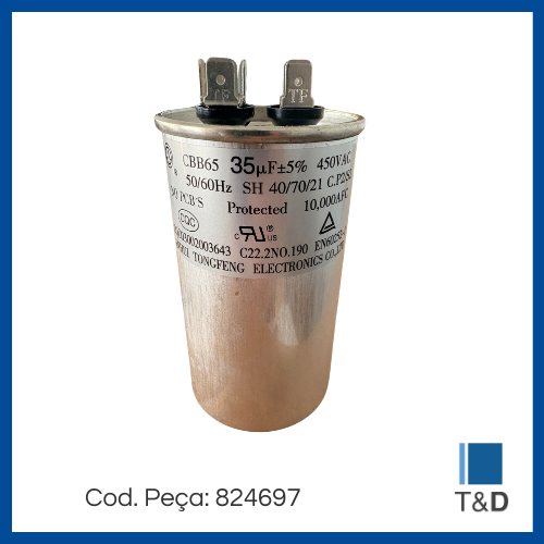 KIT CAP POLIP COMP 35UF 450V 50/60HZ C/ TERM. - Imagem 2