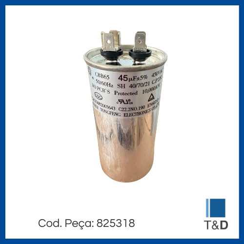 CAP POLIP COMP 45UF 450V 50/60HZ C/ TERM