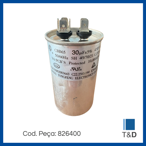 KIT CAP POLIP COMP 30UF 450V 50/60HZ C/ TERM. - Imagem 3