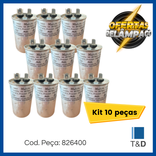 KIT CAP POLIP COMP 30UF 450V 50/60HZ C/ TERM.