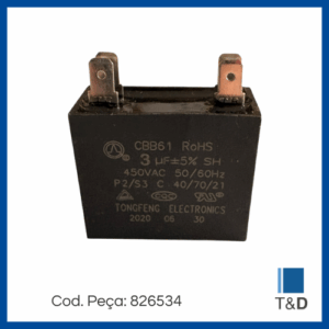 CAP POLIP VENT 3,0UF 450V 50/60HZ C/FIO