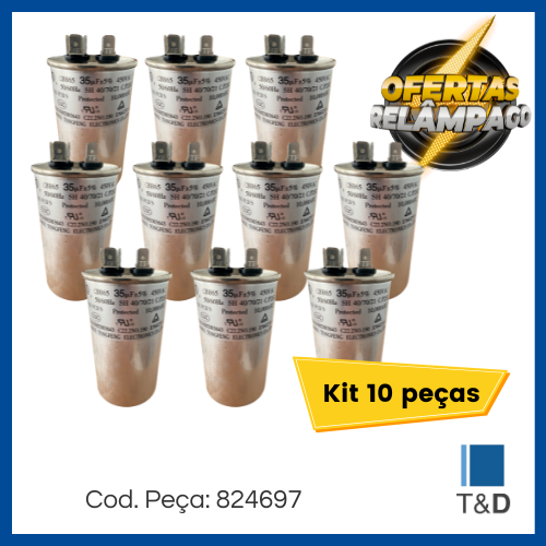 KIT CAP POLIP COMP 35UF 450V 50/60HZ C/ TERM.